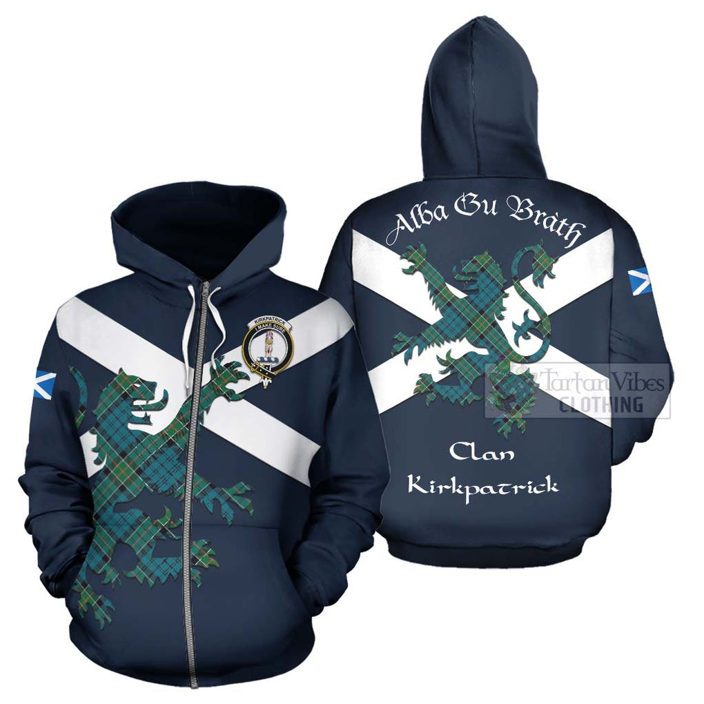 Tartan Vibes Clothing Kirkpatrick Tartan Lion Rampant Hoodie – Proudly Display Your Heritage with Alba Gu Brath and Clan Name