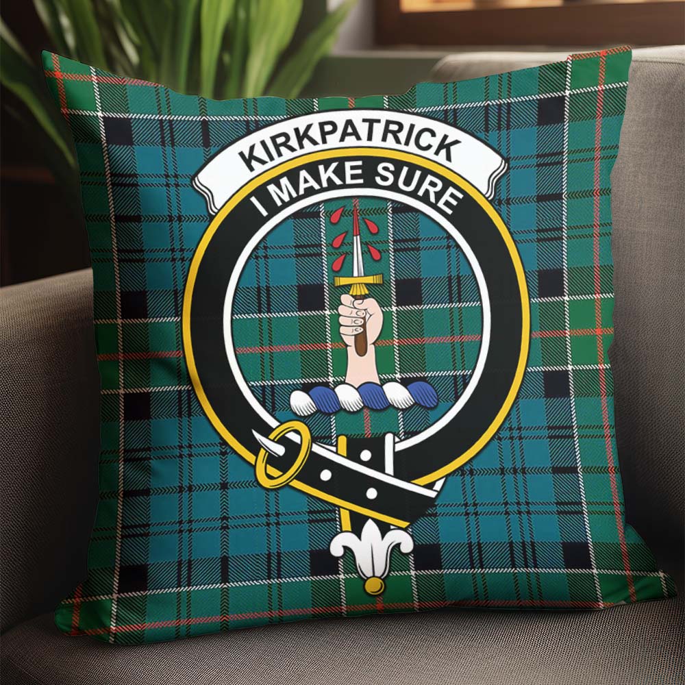 Kirkpatrick Tartan Pillow Cover with Family Crest - Tartanvibesclothing