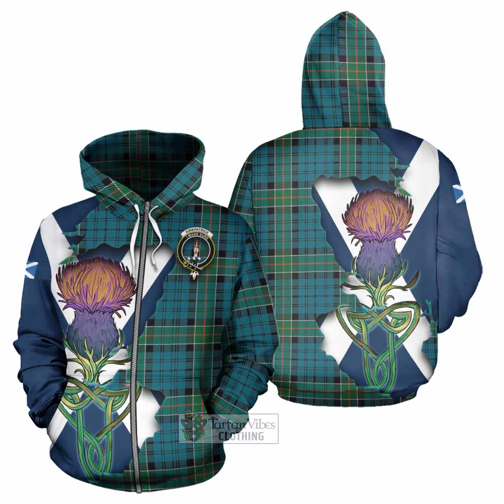 Kirkpatrick Tartan Family Crest Hoodie Scottish Thistle Celtic Inspired Zip Hoodie - Tartan Vibes Clothing