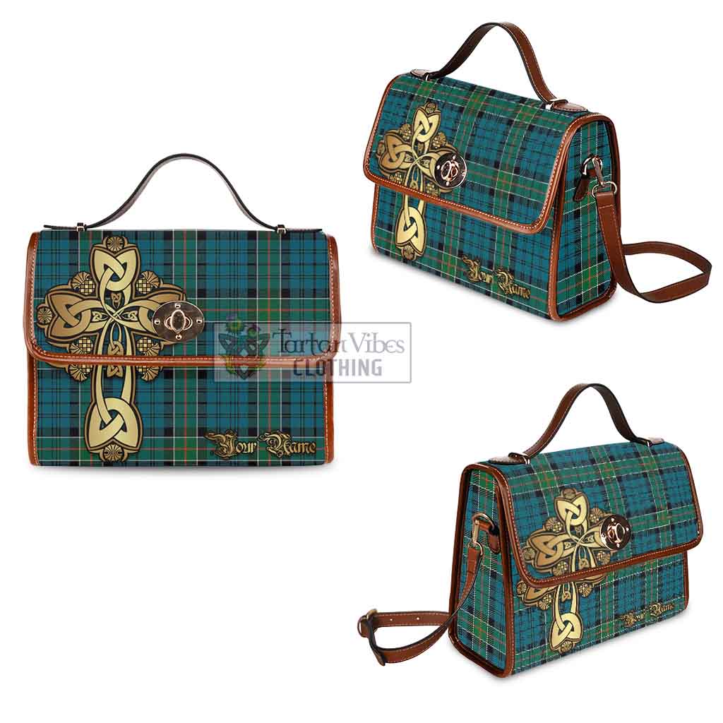 Tartan Vibes Clothing Kirkpatrick Tartan Waterproof Canvas Bag Golden Thistle Celtic Cross Style