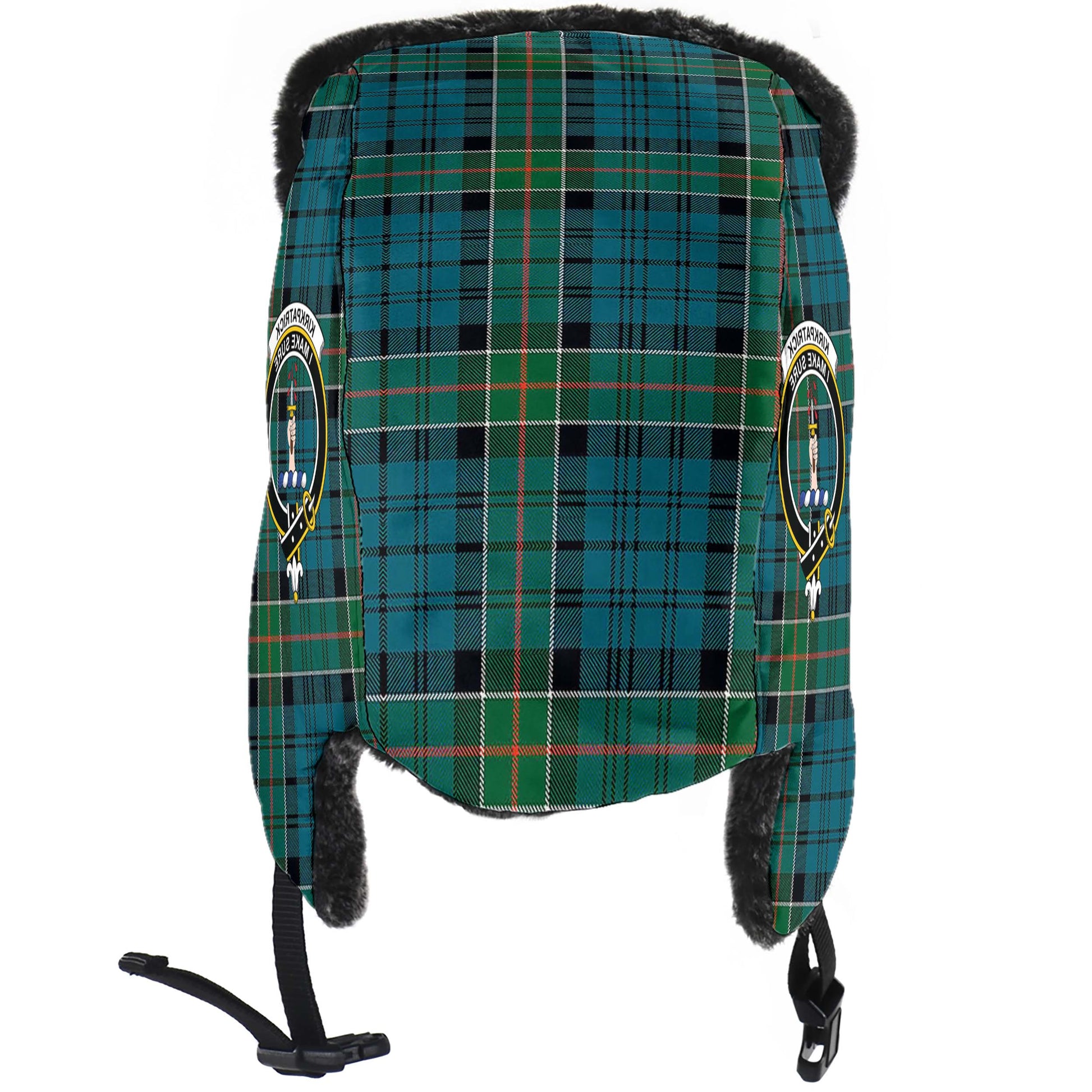 Kirkpatrick Tartan Winter Trapper Hat with Family Crest - Tartanvibesclothing