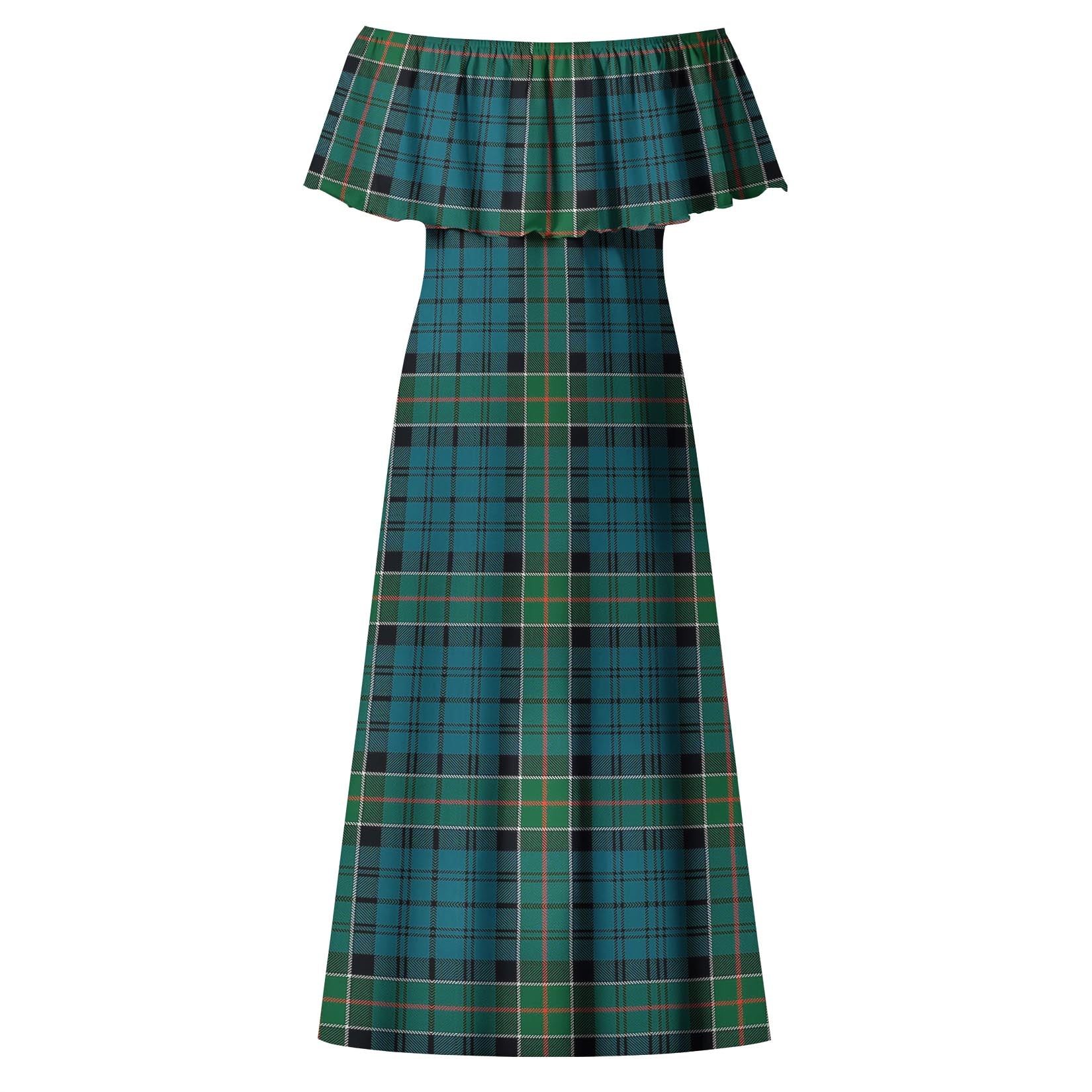 Kirkpatrick Tartan Off Shoulder Long Dress - Tartanvibesclothing