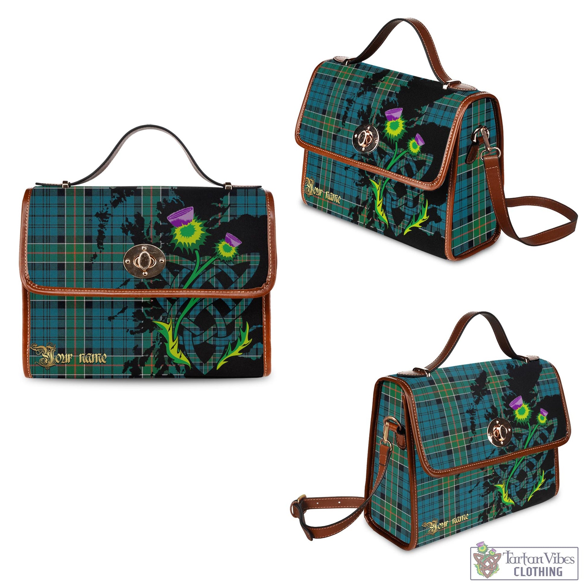 Tartan Vibes Clothing Kirkpatrick Tartan Waterproof Canvas Bag with Scotland Map and Thistle Celtic Accents