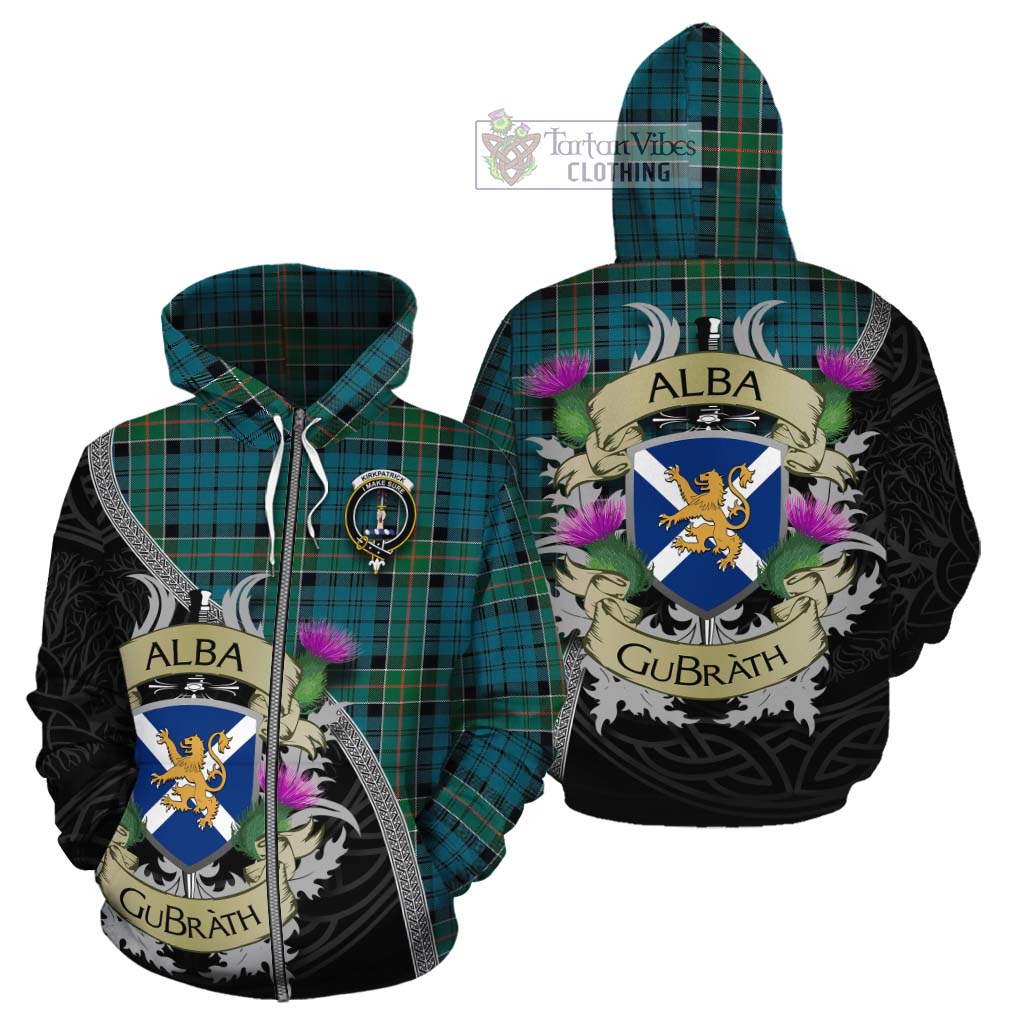 Kirkpatrick Tartan Family Crest Cotton Hoodie Lion Rampant Royal Thistle Shield Celtic Inspired Zip Hoodie - Tartan Vibes Clothing
