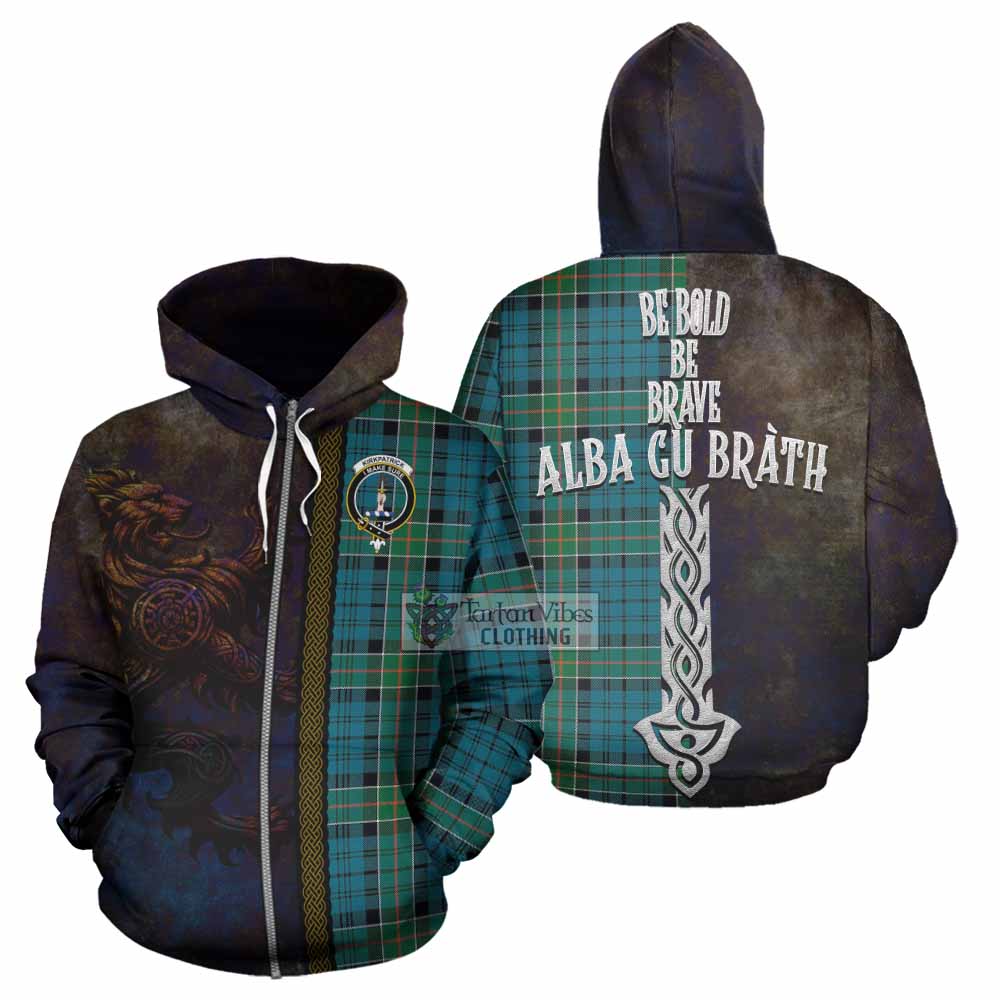 Kirkpatrick Tartan Family Crest Hoodie Alba Gu Brath Be Brave Lion Ancient Style Zip Hoodie - Tartan Vibes Clothing