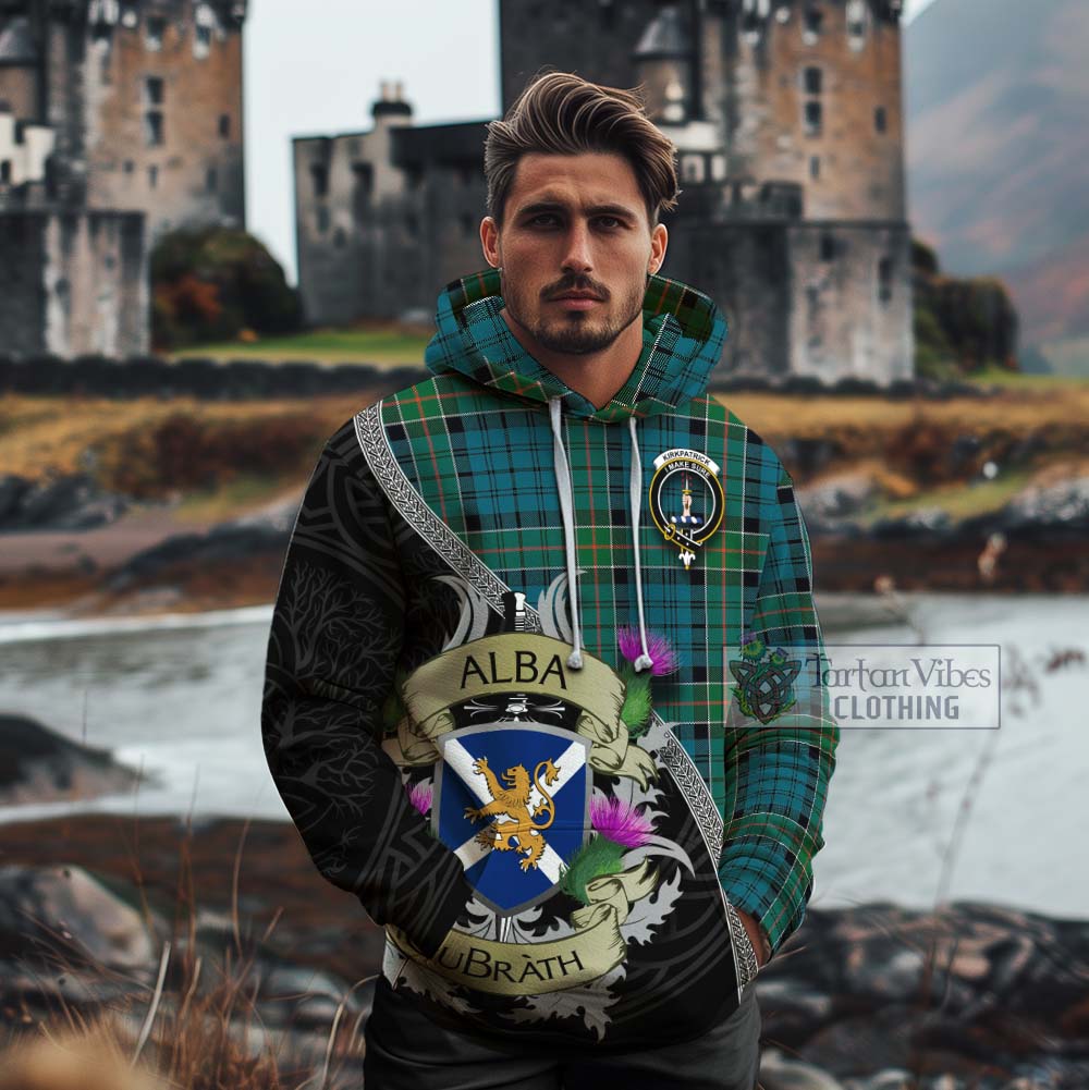 Kirkpatrick Tartan Family Crest Cotton Hoodie Lion Rampant Royal Thistle Shield Celtic Inspired - Tartan Vibes Clothing