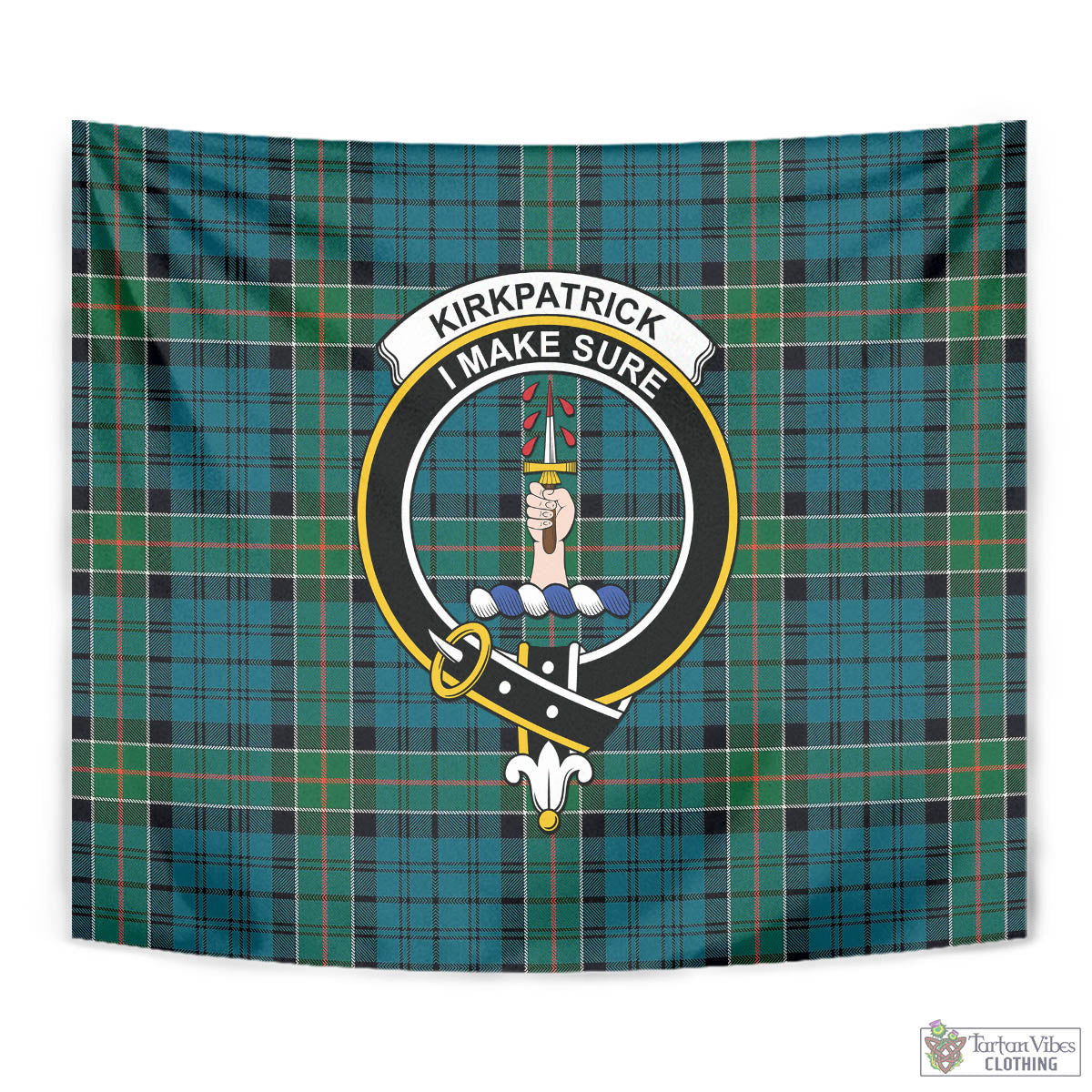 Tartan Vibes Clothing Kirkpatrick Tartan Tapestry Wall Hanging and Home Decor for Room with Family Crest