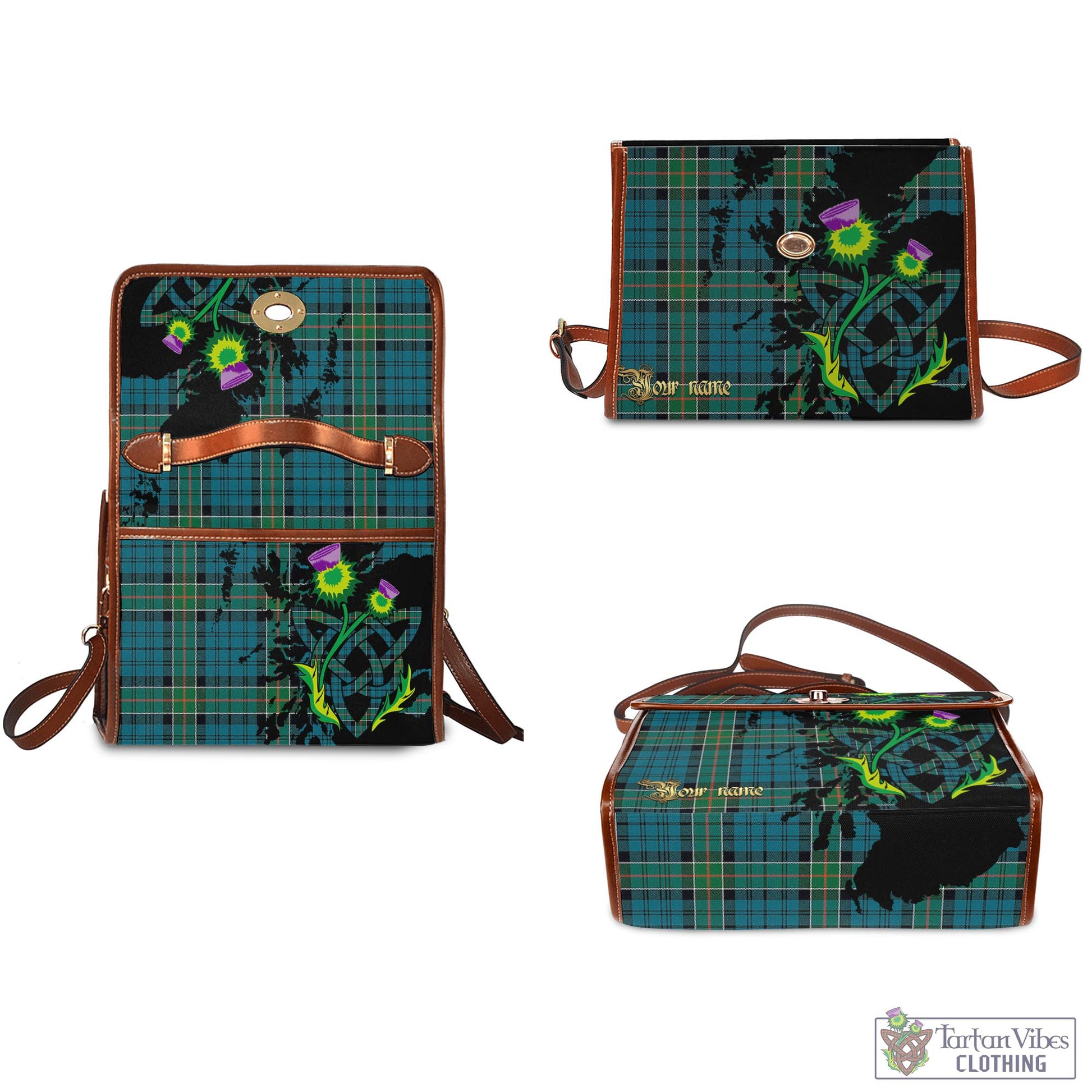 Tartan Vibes Clothing Kirkpatrick Tartan Waterproof Canvas Bag with Scotland Map and Thistle Celtic Accents