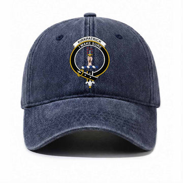Kirkpatrick Scottish Clan Crest Washed Baseball Cap One Size (Adjustable) Navy - Tartan Vibes Clothing