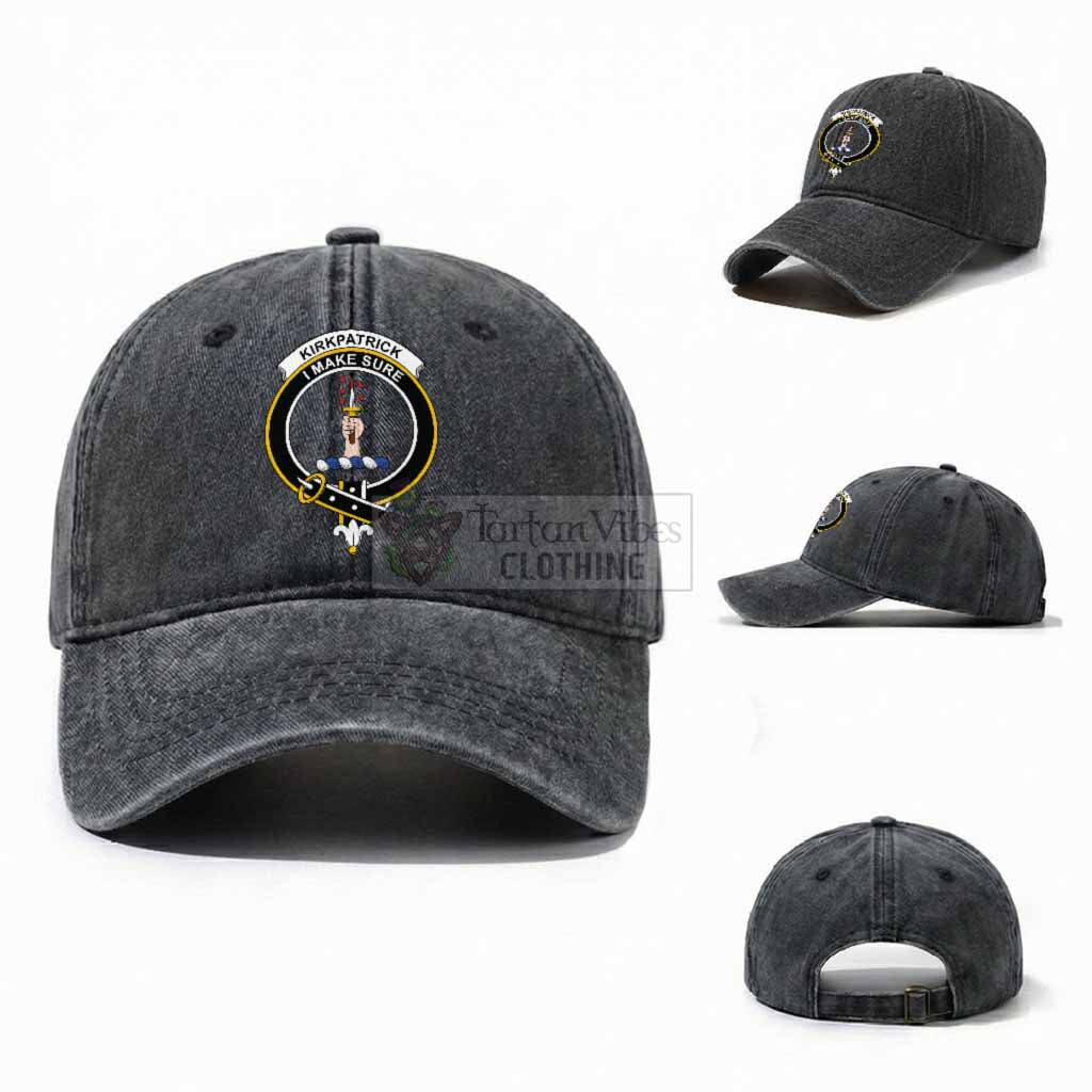 Kirkpatrick Scottish Clan Crest Washed Baseball Cap One Size (Adjustable) Dark Gray - Tartan Vibes Clothing