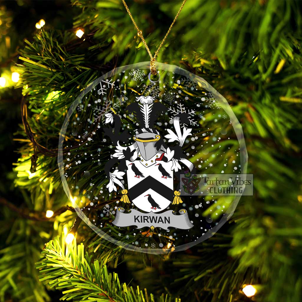 Kirwan Irish Clan Christmas Glass Ornament with Coat of Arms Transparent Glass Circle - 2D-tartanvibesclothing