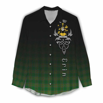 Kyle Irish Clan Women's Casual Shirt with Coat of Arms Erin Go Bragh Celtic Inspired Female - Tartan Vibes Clothing