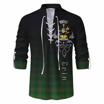 Kyle Irish Clan Ghillie Kilt Shirt with Coat of Arms Erin Go Bragh Celtic Inspired Men - Tartan Vibes Clothing