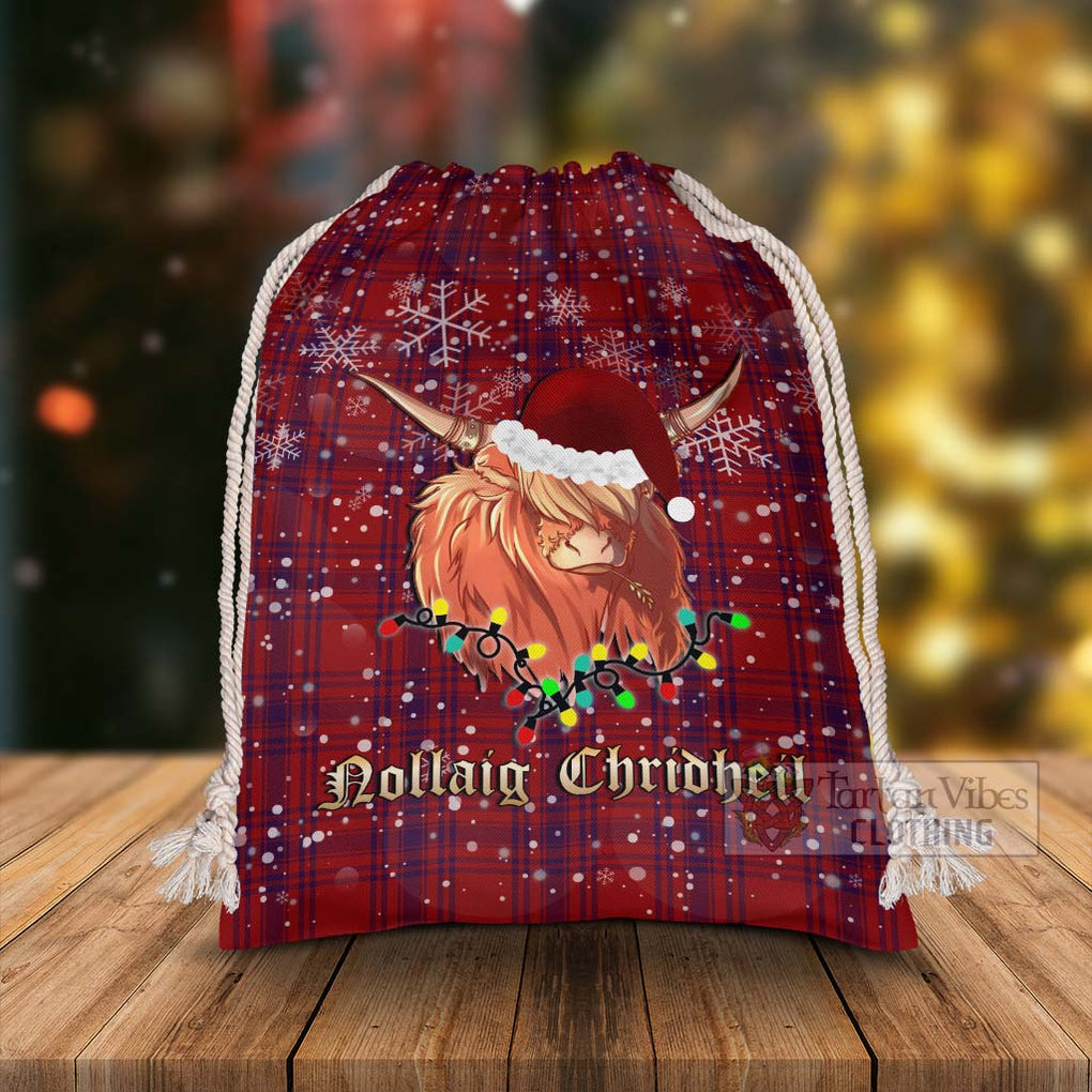 Tartan Vibes Clothing Kyle Tartan Christmas Santa's Bag with Highland Cow