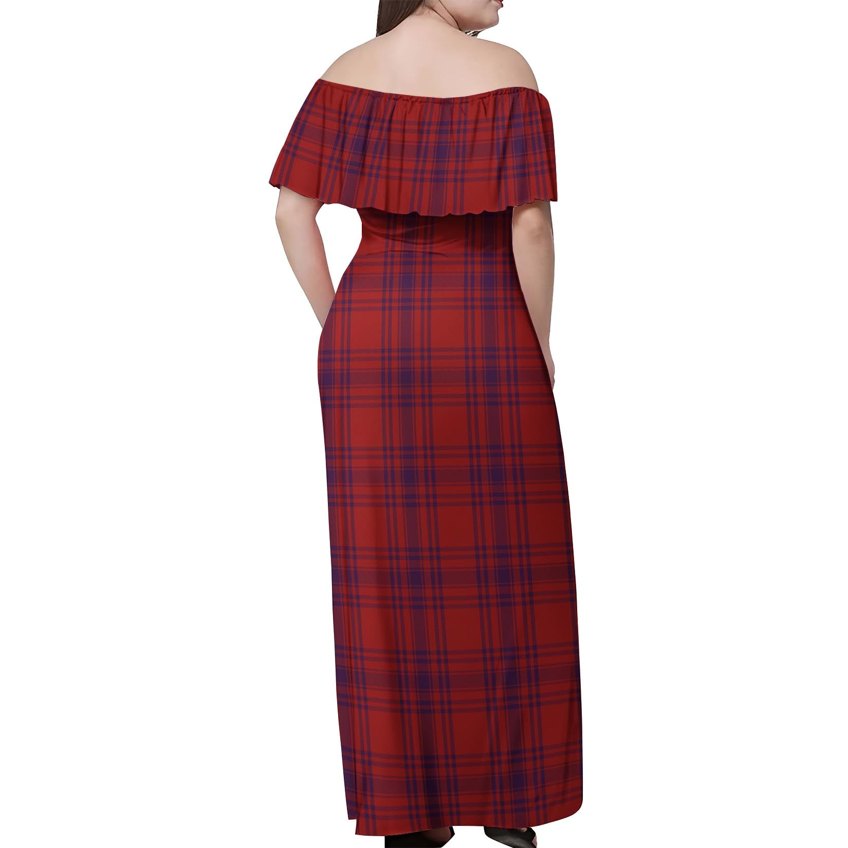 Kyle Tartan Off Shoulder Long Dress - Tartanvibesclothing