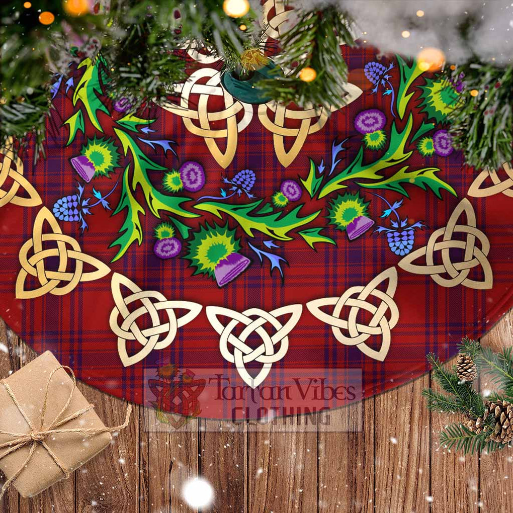 Tartan Vibes Clothing Kyle Tartan Christmas Tree Skirt with Thistle Celtic Knot Style