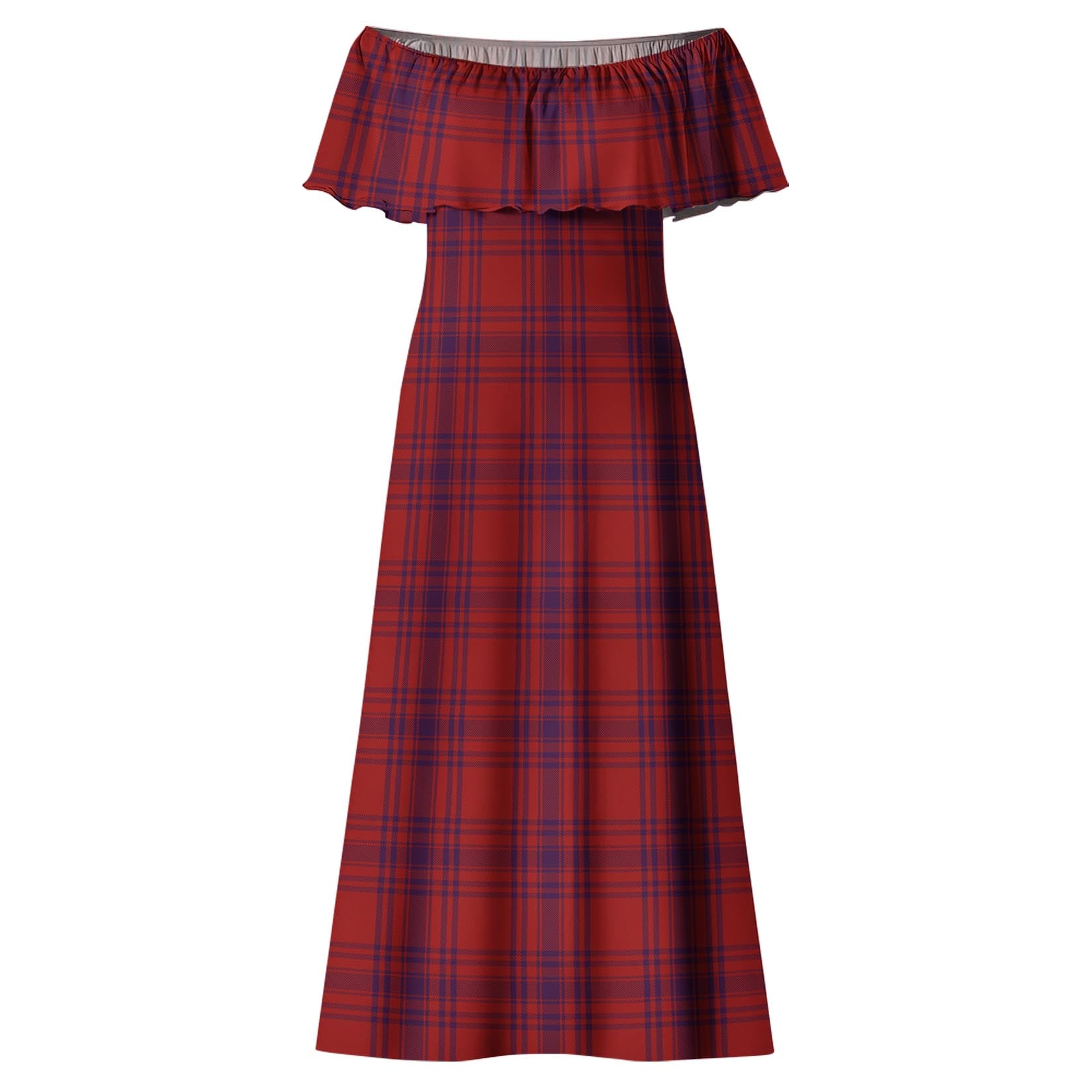 Kyle Tartan Off Shoulder Long Dress - Tartanvibesclothing