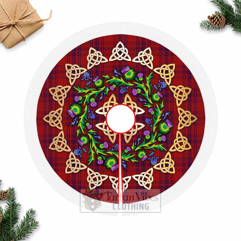 Tartan Vibes Clothing Kyle Tartan Christmas Tree Skirt with Thistle Celtic Knot Style