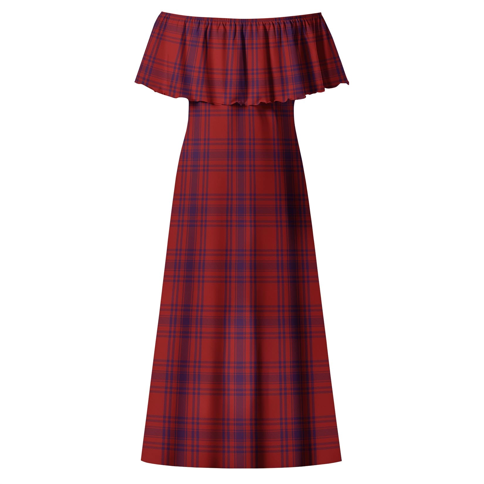 Kyle Tartan Off Shoulder Long Dress - Tartanvibesclothing