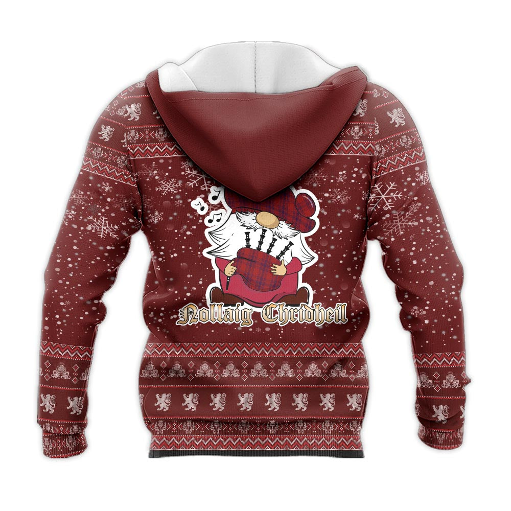 Kyle Clan Christmas Knitted Hoodie with Funny Gnome Playing Bagpipes - Tartanvibesclothing