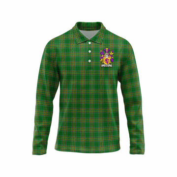 Lacy Irish Clan Tartan Long Sleeve Polo Shirt with Coat of Arms