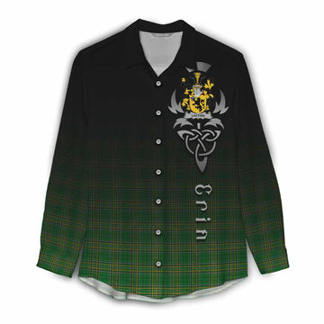 Laffan Irish Clan Women's Casual Shirt with Coat of Arms Erin Go Bragh Celtic Inspired Female - Tartan Vibes Clothing