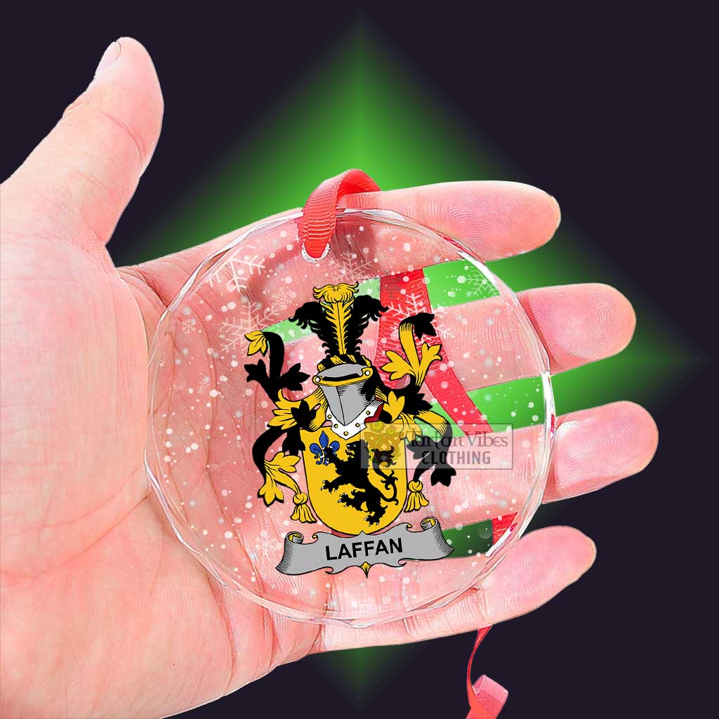 Tartan Vibes Clothing Laffan Irish Clan Christmas Glass Ornament with Coat of Arms