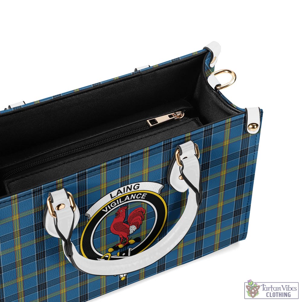 Tartan Vibes Clothing Laing Tartan Luxury Leather Handbags with Family Crest