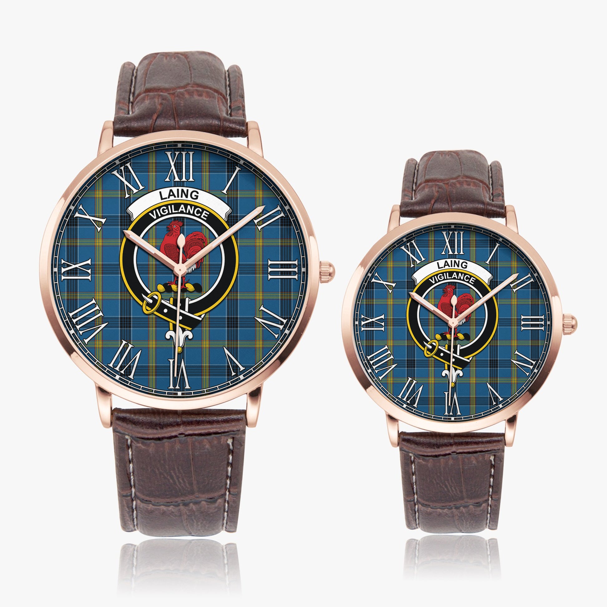 Laing Tartan Family Crest Leather Strap Quartz Watch - Tartanvibesclothing