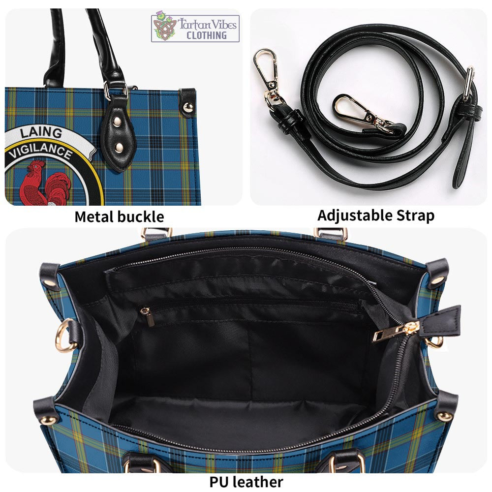 Tartan Vibes Clothing Laing Tartan Luxury Leather Handbags with Family Crest