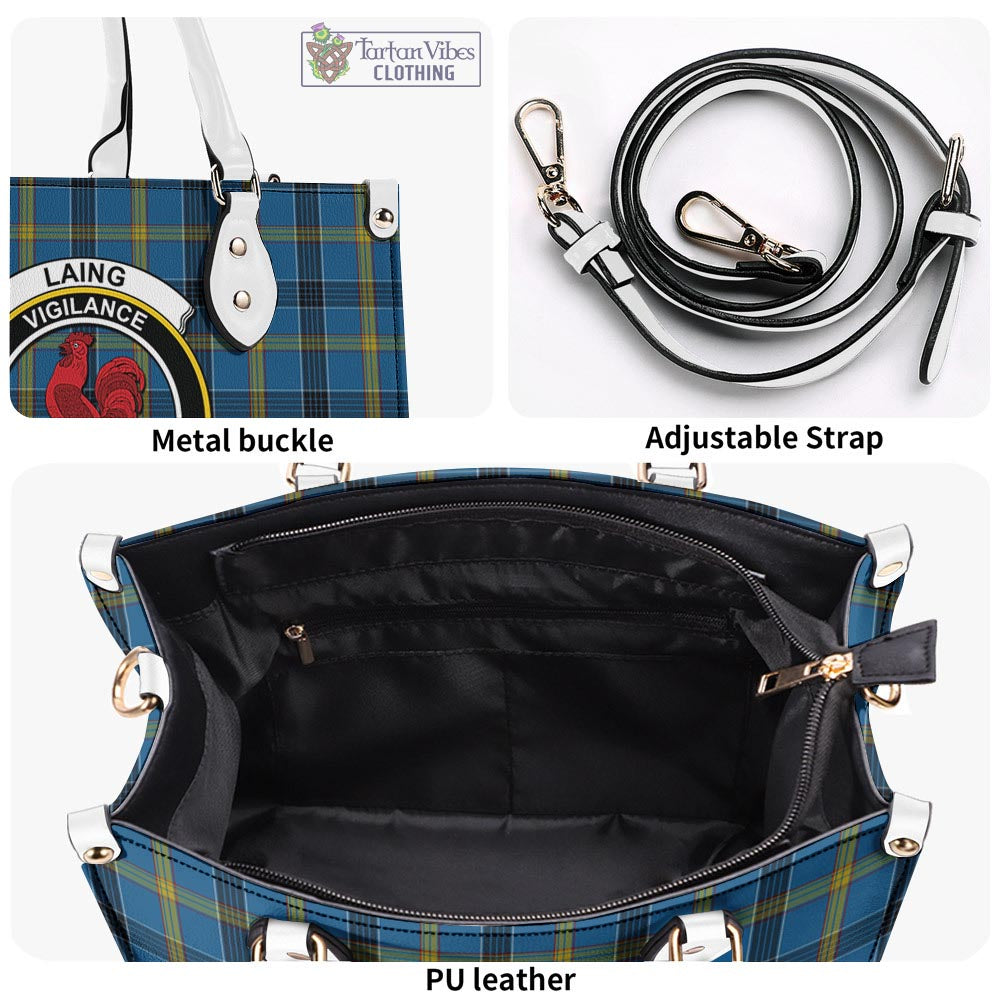 Tartan Vibes Clothing Laing Tartan Luxury Leather Handbags with Family Crest