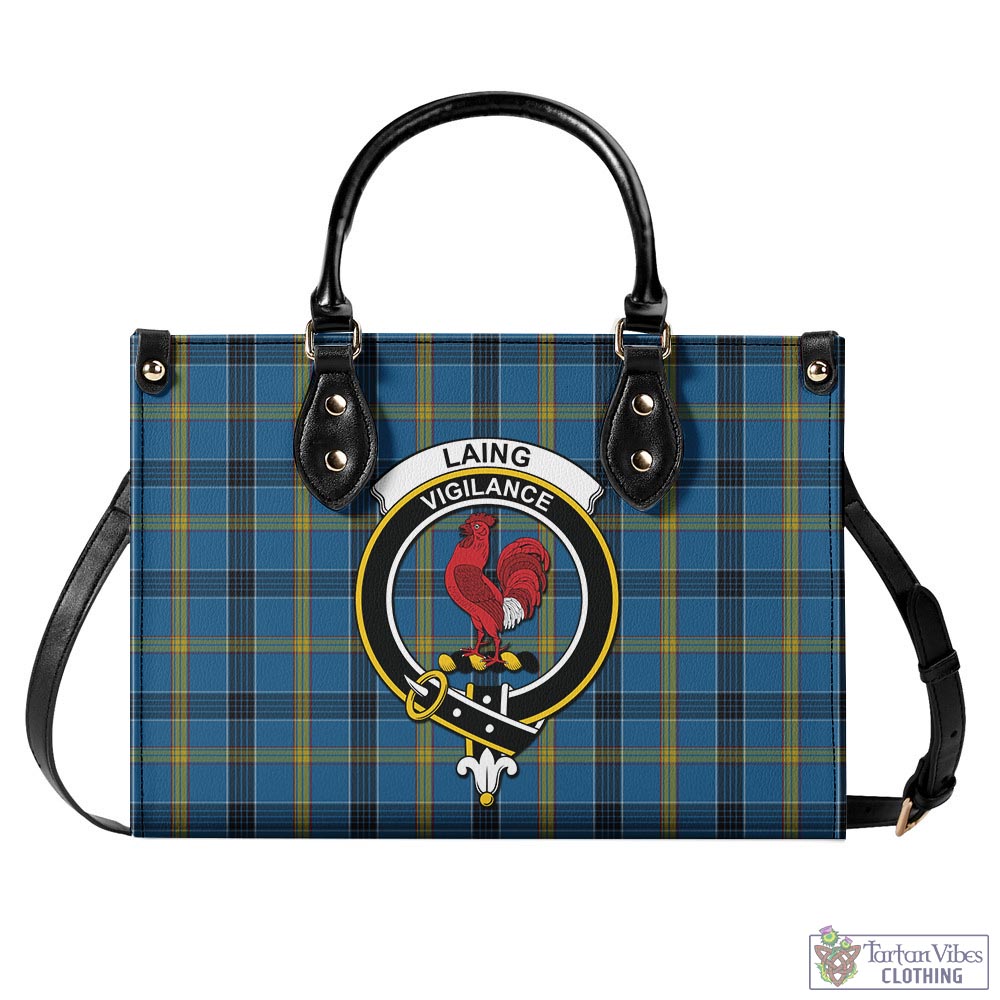 Tartan Vibes Clothing Laing Tartan Luxury Leather Handbags with Family Crest