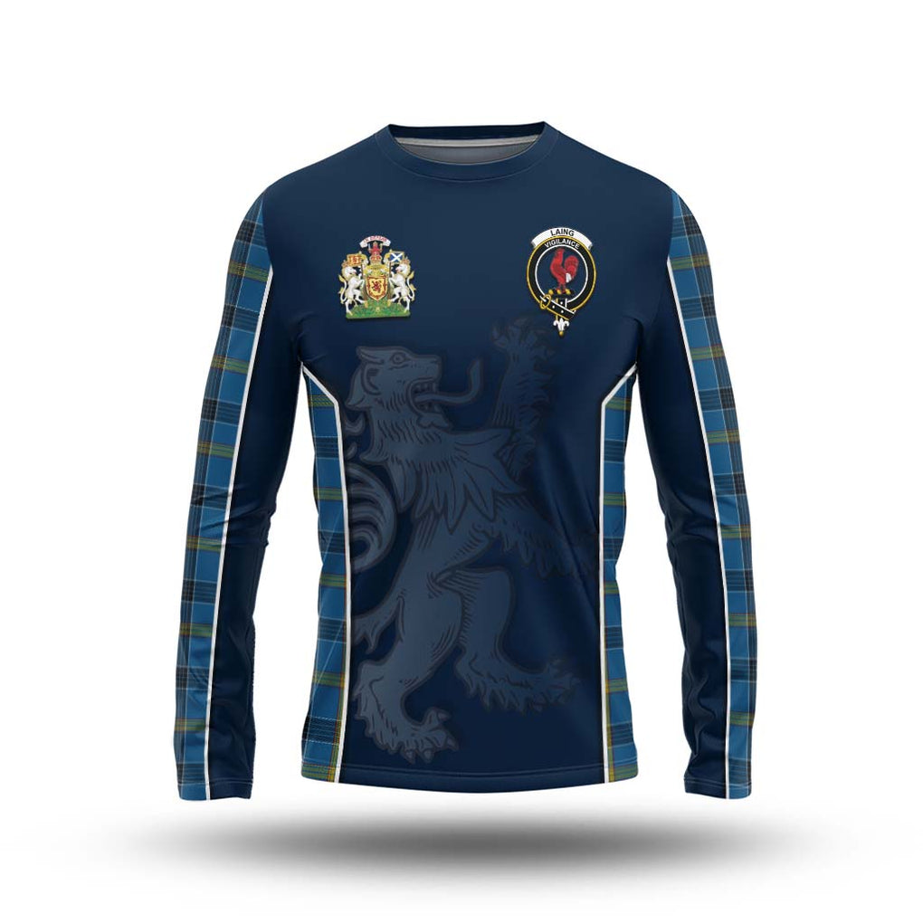 Laing Tartan Long Sleeve T-Shirt with Family Crest and Lion Rampant Vibes Sport Style Unisex - Tartan Vibes Clothing