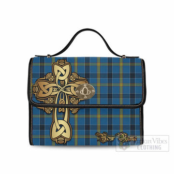 Laing Tartan Waterproof Canvas Bag Golden Thistle Celtic Cross Style