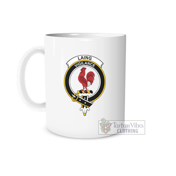 Laing Family Crest Ceramic Mug White - 2D-tartanvibesclothing