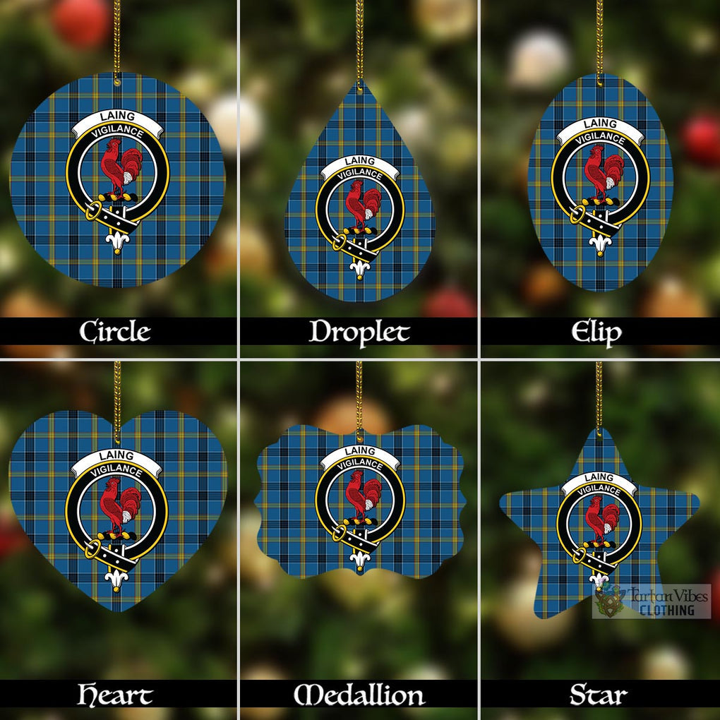 Tartan Vibes Clothing Laing Tartan Christmas Aluminium Ornament with Family Crest