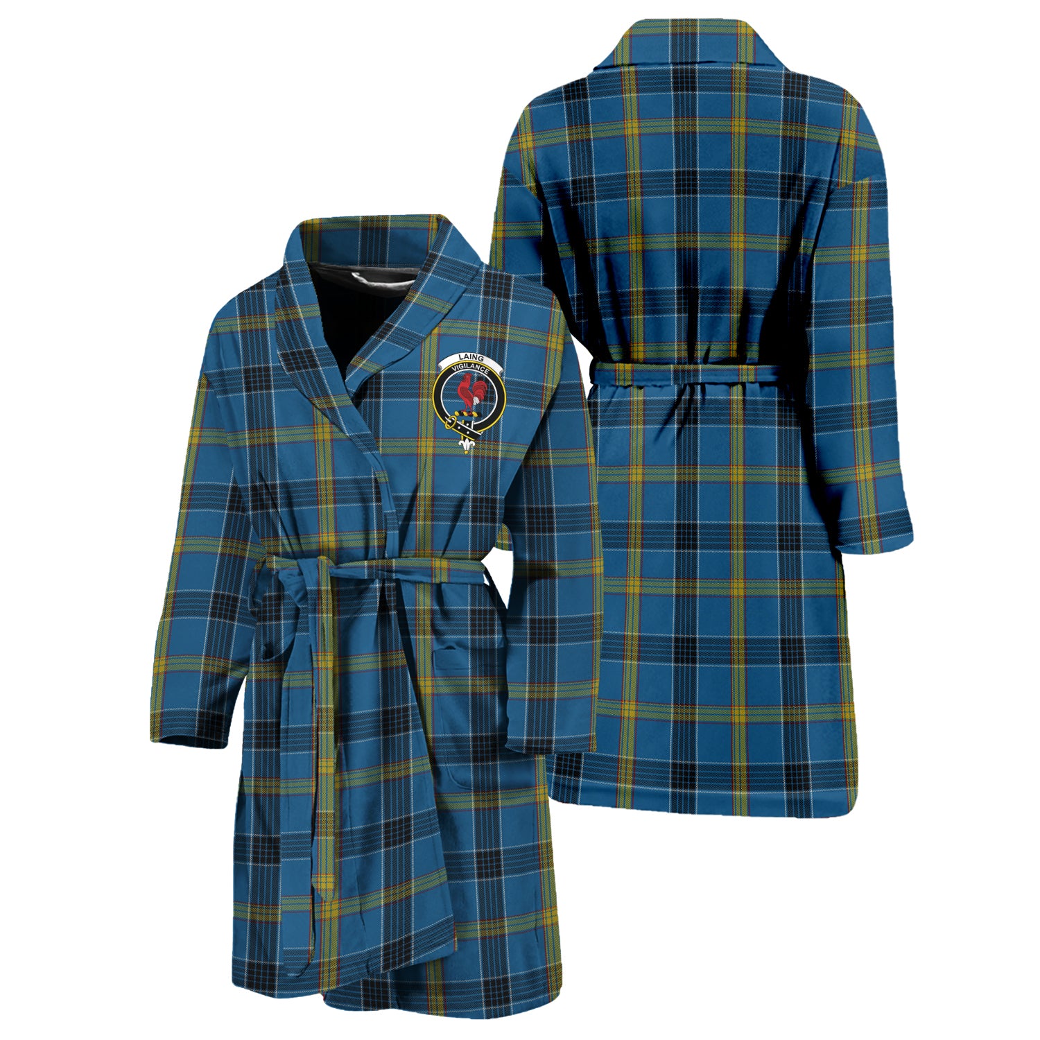 Laing Tartan Bathrobe with Family Crest Unisex S - Tartan Vibes Clothing