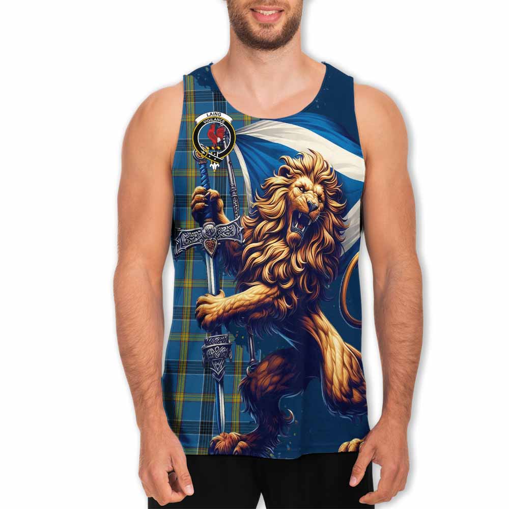 Tartan Vibes Clothing Laing Tartan Family Crest Men's Tank Top with Scottish Majestic Lion