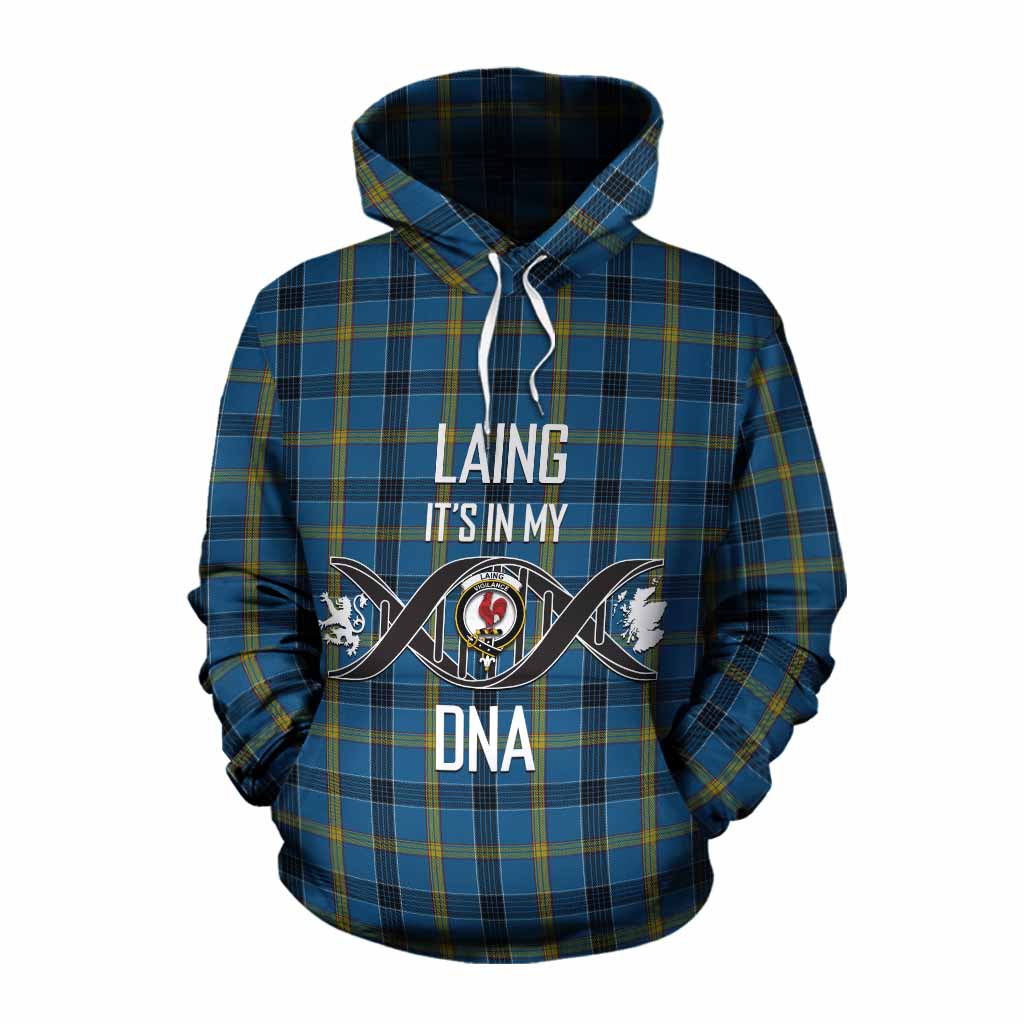 Tartan Vibes Clothing Laing Tartan Cotton Hoodie with Family Crest DNA In Me Style