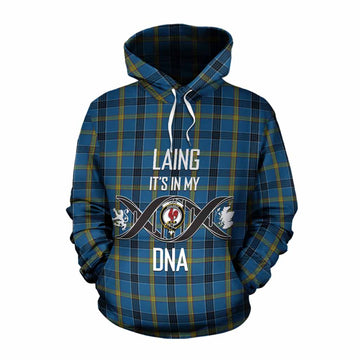 Laing Tartan Cotton Hoodie with Family Crest DNA In Me Style