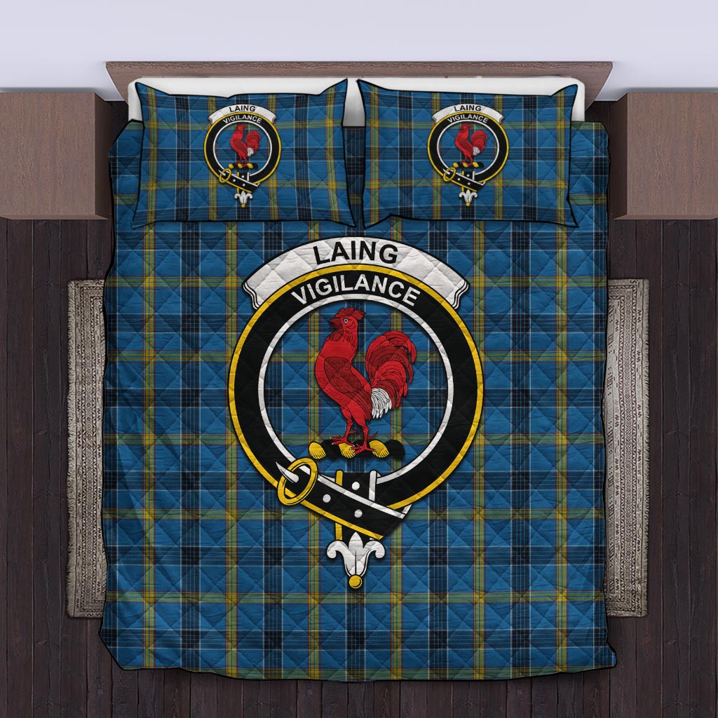 Laing Tartan Quilt Bed Set with Family Crest Twin - Tartanvibesclothing