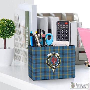 Laing Tartan Pen Holder with Family Crest