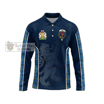 Laing Tartan Long Sleeve Polo Shirt with Family Crest and Lion Rampant Vibes Sport Style