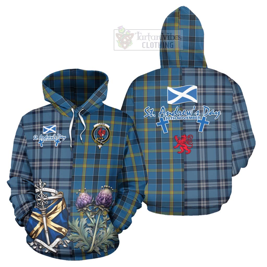 Tartan Vibes Clothing Laing Tartan Hoodie Happy St. Andrew's Day Half Tartan Style