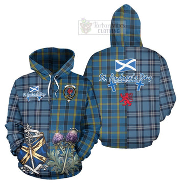 Laing Tartan Hoodie Happy St. Andrew's Day Half Tartan Style