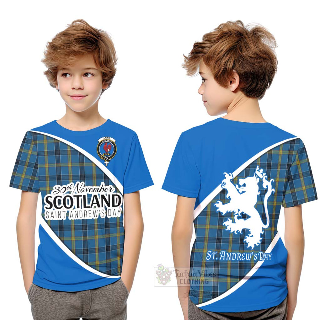 Tartan Vibes Clothing Laing Family Crest Tartan Kid T-Shirt Celebrate Saint Andrew's Day in Style