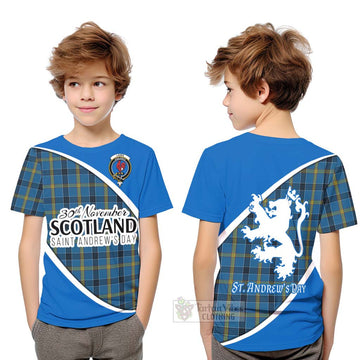 Laing Family Crest Tartan Kid T-Shirt Celebrate Saint Andrew's Day in Style