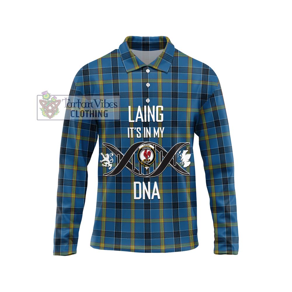 Laing Tartan Long Sleeve Polo Shirt with Family Crest DNA In Me Style Unisex - Tartanvibesclothing Shop