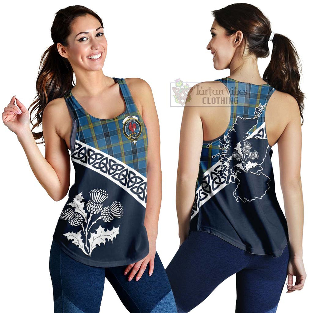 Tartan Vibes Clothing Laing Tartan Women's Racerback Tanks Featuring Thistle and Scotland Map