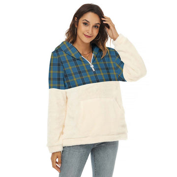 Laing Tartan Women's Borg Fleece Hoodie With Half Zip